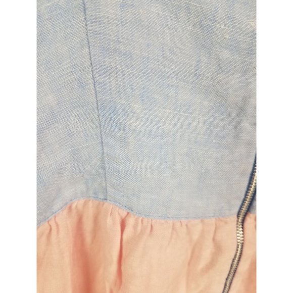 Cynthia Rowley Women's Sz. M 100% Linen Tiered Color Block Short Sundress - Picture 8 of 8